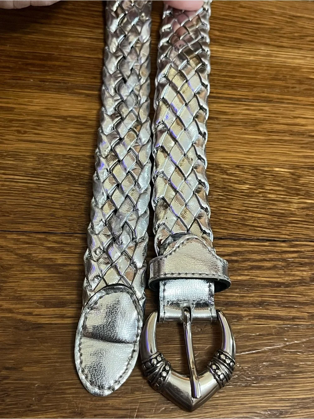 Vtg Luigi Lanatta belt Italy silver woven braided metallic maximalist 32